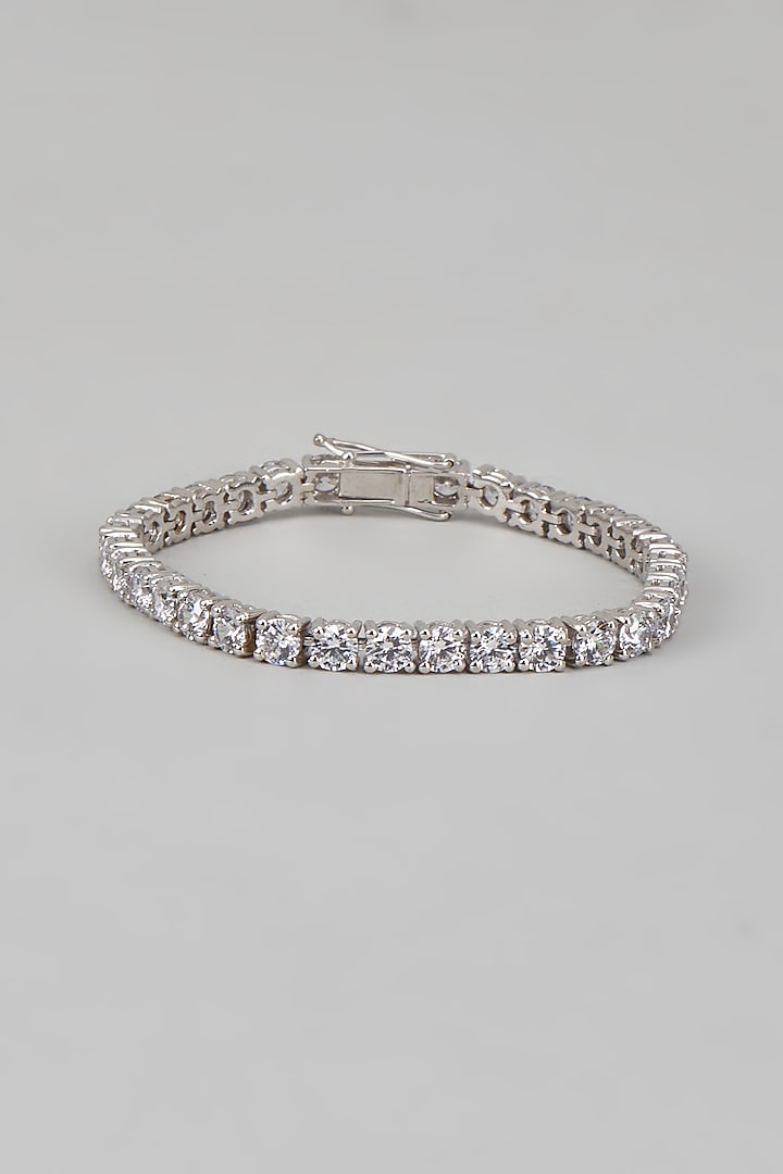 White Finish CZ Diamond Bracelet In Sterling Silver by GN SPARKLE