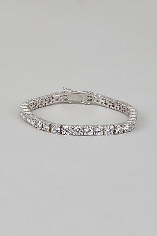 White Finish CZ Diamond Bracelet In Sterling Silver by GN SPARKLE