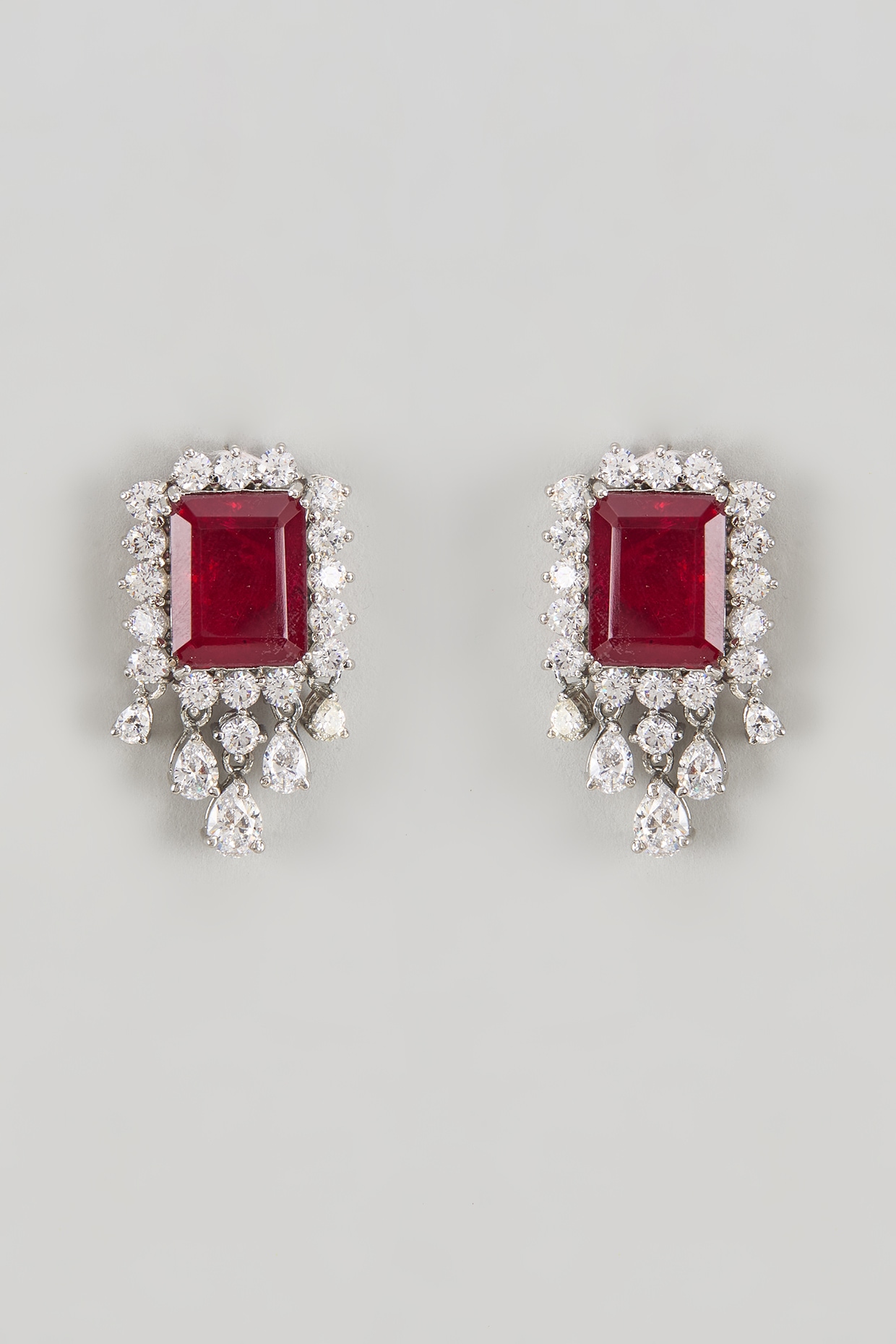 Diamond ruby sterling outlet earrings