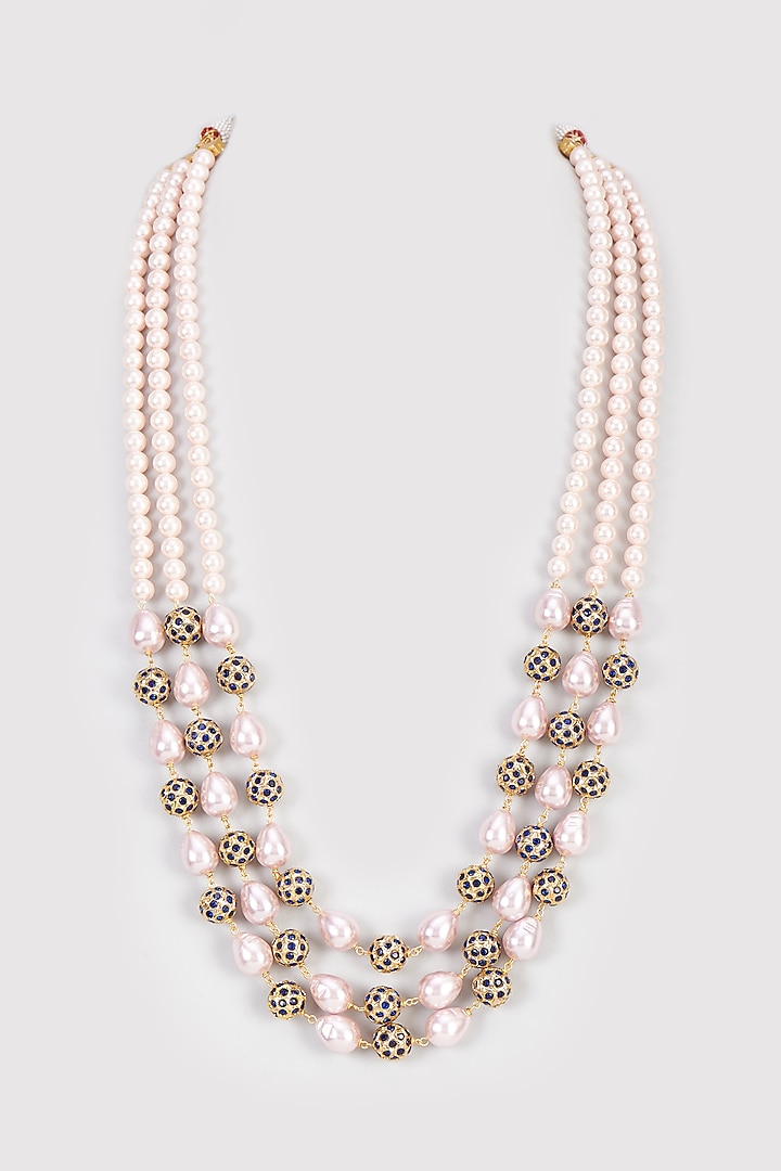 Pink Shell Pearl Handcrafted Layered Mala by Gehna Shop Men