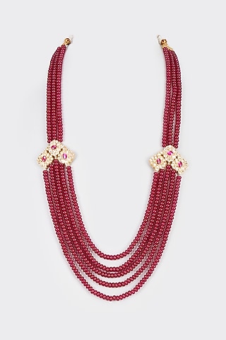 Red Jade Beaded Layered Mala by IndieBlingz Men