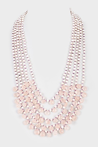 Pink Rose Quartz Handcrafted Layered Mala by IndieBlingz Men