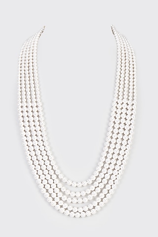 White Shell Pearl Layered Mala by IndieBlingz Men