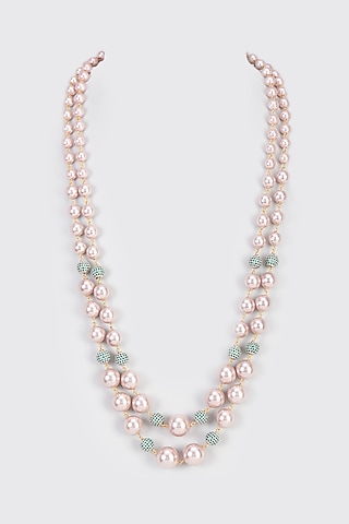 Pink Shell Pearl Layered Mala by IndieBlingz Men