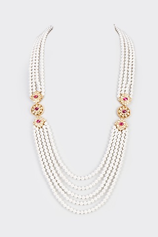 White Shell Pearl Layered Mala by IndieBlingz Men