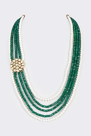 Green Jade Beaded Layered Handcrafted Mala by IndieBlingz Men