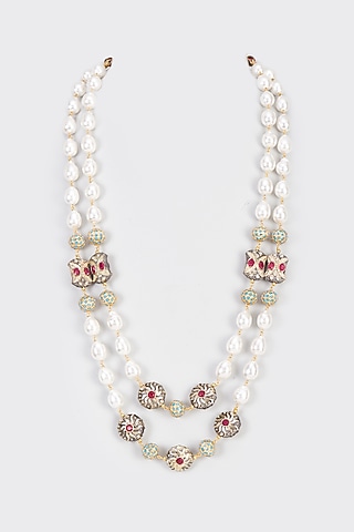 White Shell Pearl Layered Handcrafted Mala by IndieBlingz Men