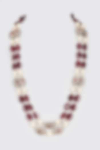 Red Jade Stone & Shell Pearl Layered Handcrafted Mala by Gehna Shop Men