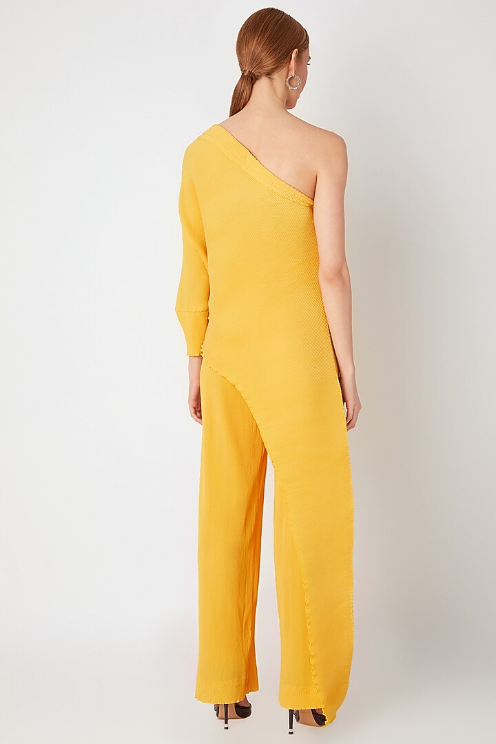Yellow One Shoulder Top With Pants by Gunu Sahni at Pernia's Pop Up Shop