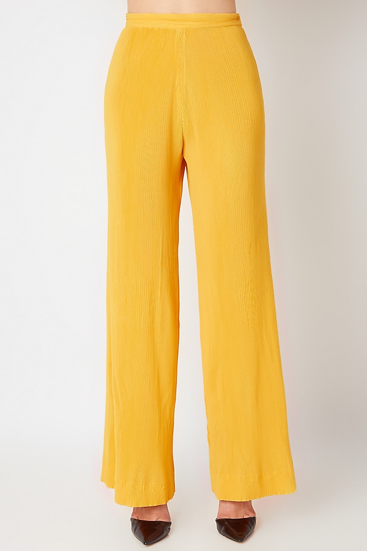 Yellow One Shoulder Top With Pants by Gunu Sahni at Pernia's Pop Up Shop