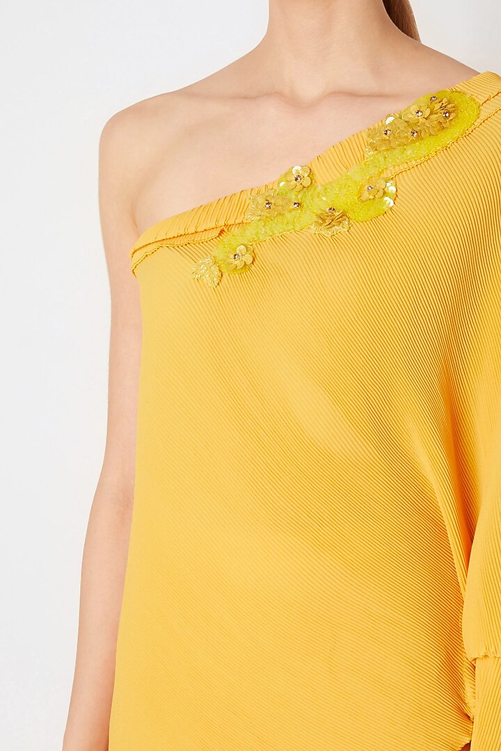 Yellow One Shoulder Top With Pants by Gunu Sahni at Pernia's Pop Up Shop