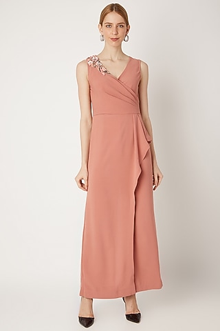 Blush Pink Draped Jumpsuit by Gunu Sahni
