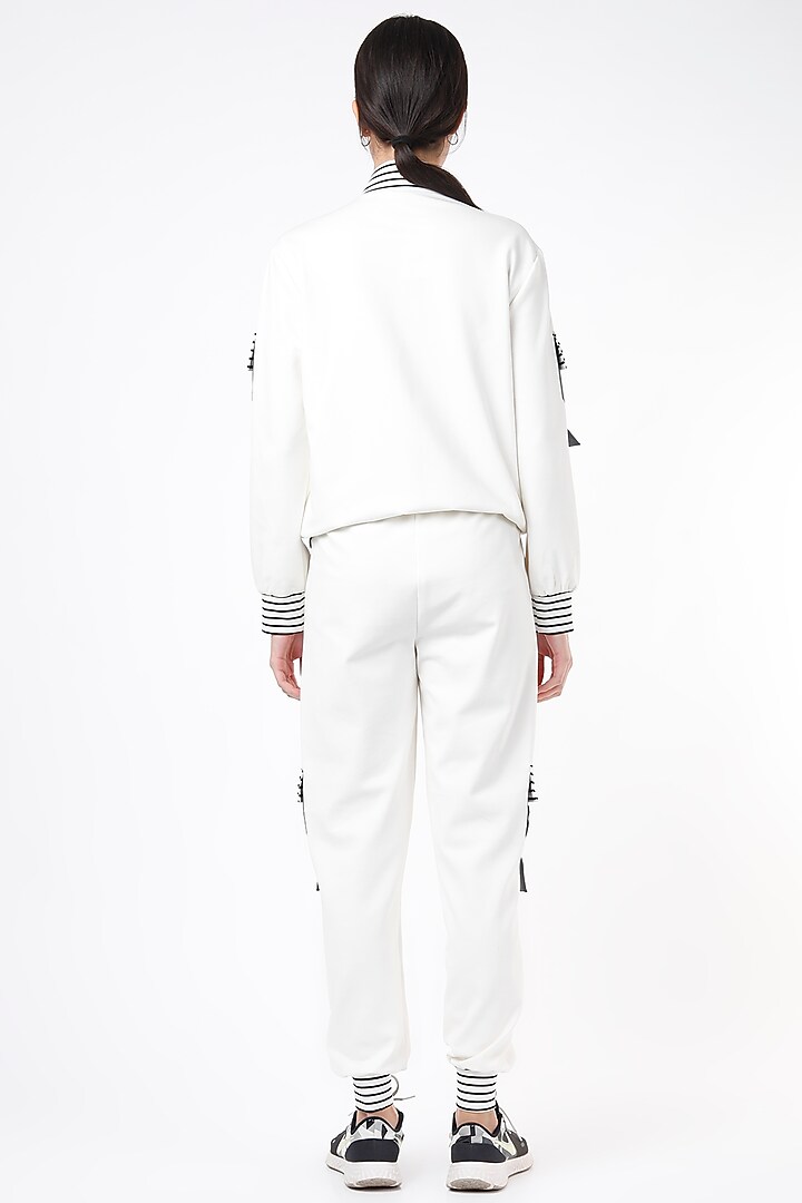 White Ponte Jersey Tracksuit by Gunu Sahni at Pernia's Pop Up Shop