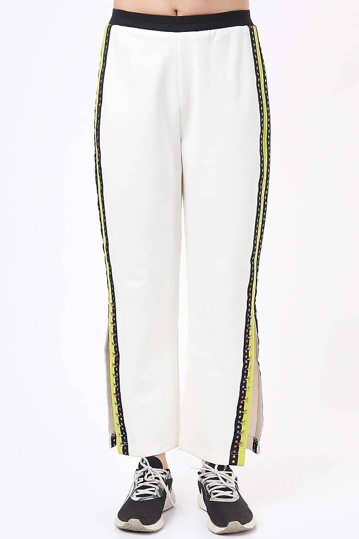 White & Black Ponte Jersey Tracksuit by Gunu Sahni at Pernia's Pop Up Shop