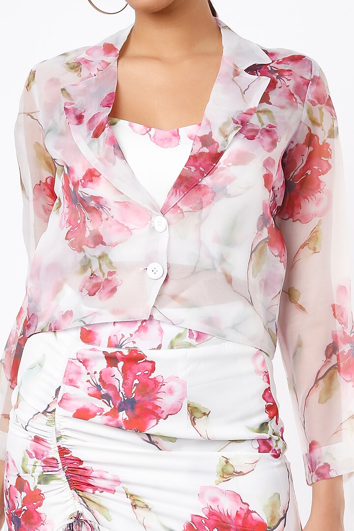 White Ruched Adjustable Skirt Set by Gunu Sahni at Pernia's Pop Up Shop