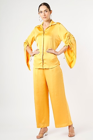 Mango Orange Imported Crepe Co-Ord Set by Gunu Sahni