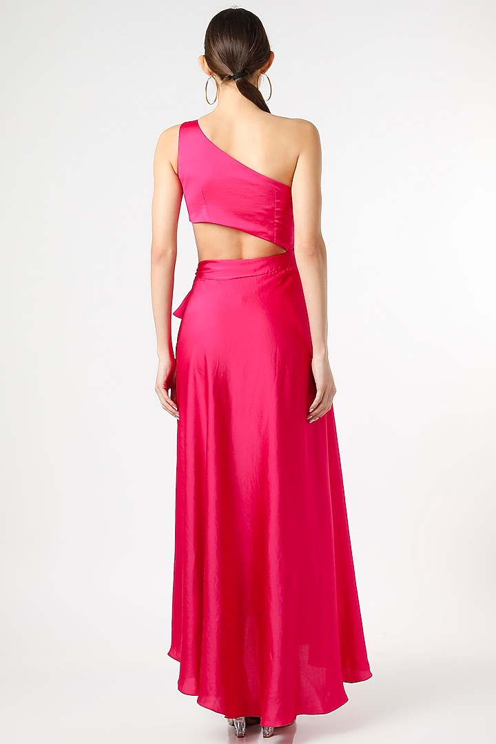 Hot Pink Asymmetrical One-Shoulder Vacation Dress by Gunu Sahni at Pernia's Pop Up Shop