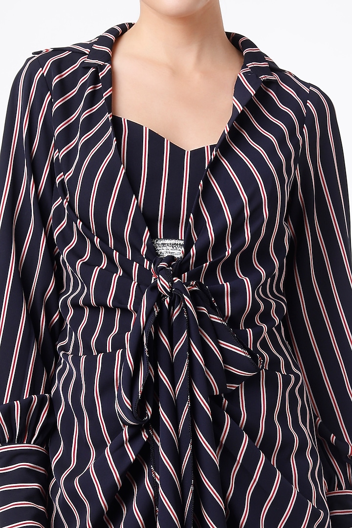 Black & White Striped Pleated Summer Dress by Gunu Sahni at Pernia's Pop Up Shop