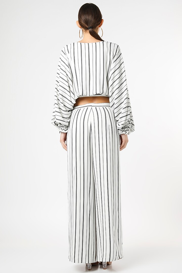 White Striped Palazzo Pant Set by Gunu Sahni at Pernia's Pop Up Shop
