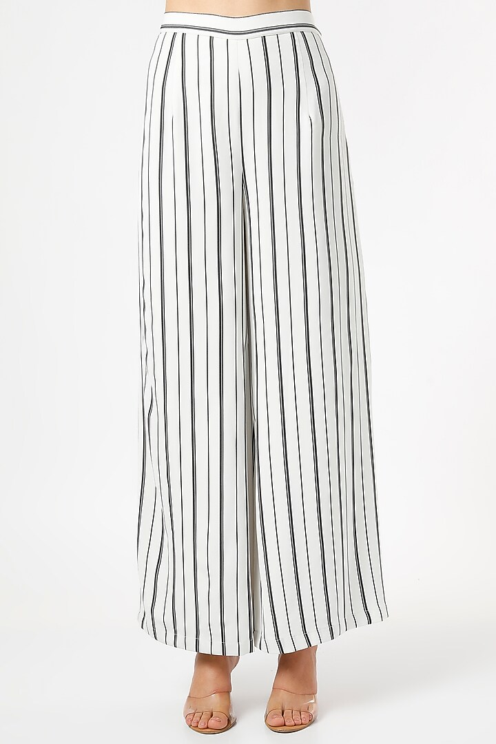White Striped Palazzo Pant Set by Gunu Sahni at Pernia's Pop Up Shop