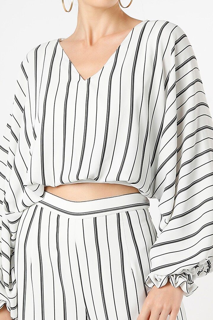 White Striped Palazzo Pant Set by Gunu Sahni at Pernia's Pop Up Shop