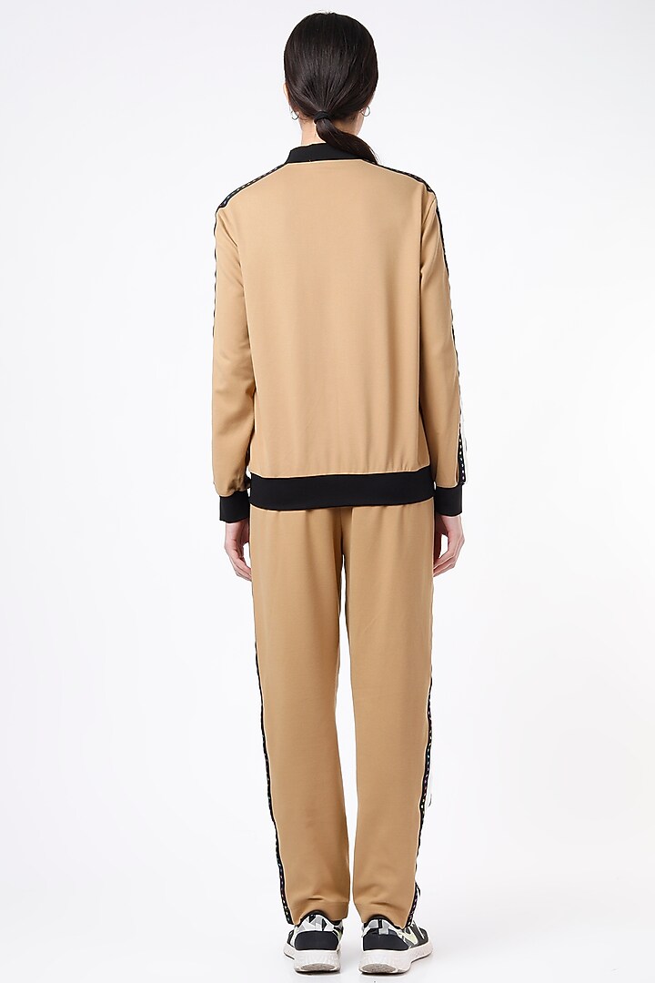 Beige & Black Ponte Jersey Tracksuit by Gunu Sahni at Pernia's Pop Up Shop
