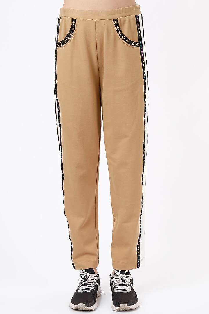 Beige & Black Ponte Jersey Tracksuit by Gunu Sahni at Pernia's Pop Up Shop