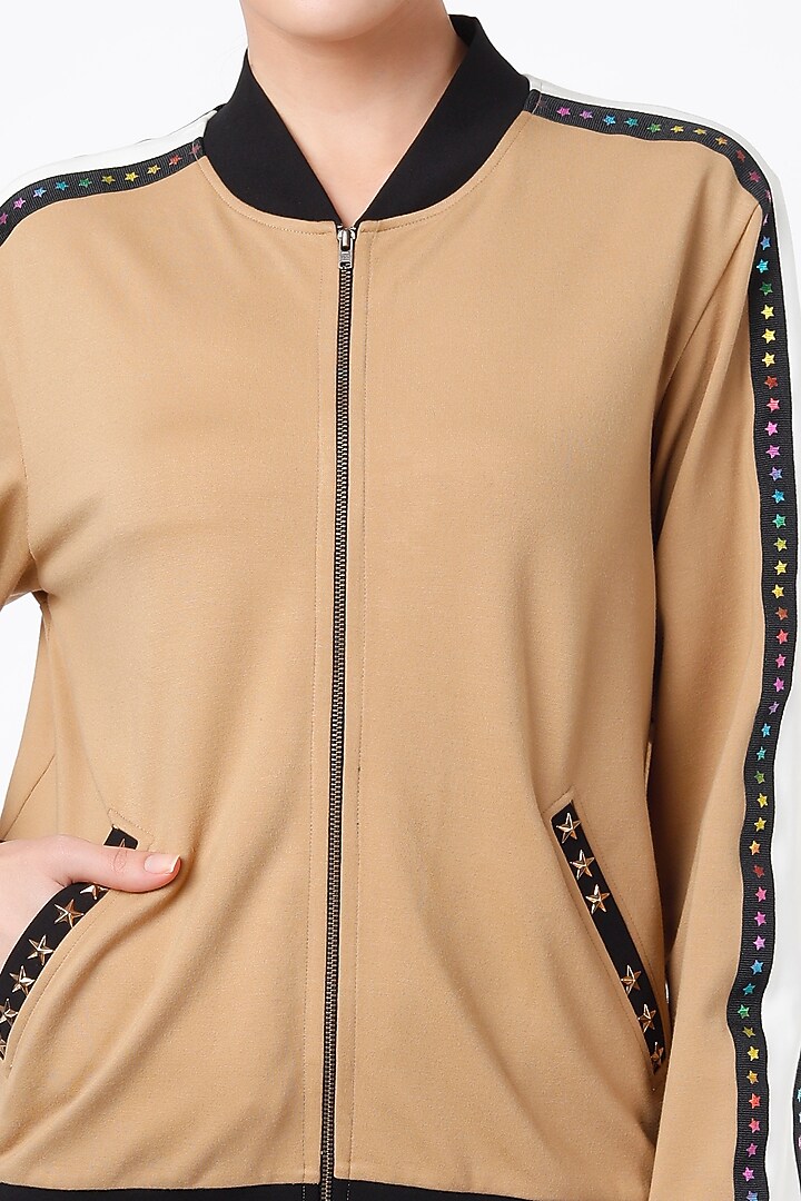 Beige & Black Ponte Jersey Tracksuit by Gunu Sahni at Pernia's Pop Up Shop