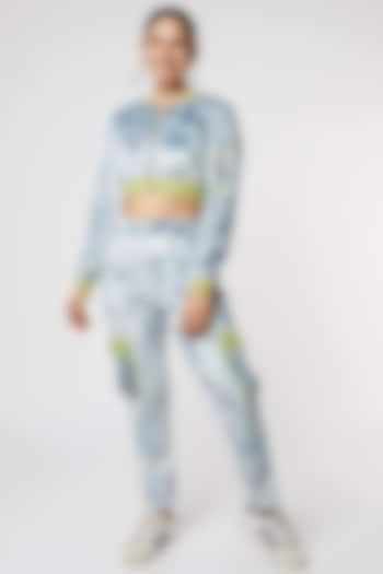 Lime & Grey Velvet Tracksuit by Gunu Sahni at Pernia's Pop Up Shop