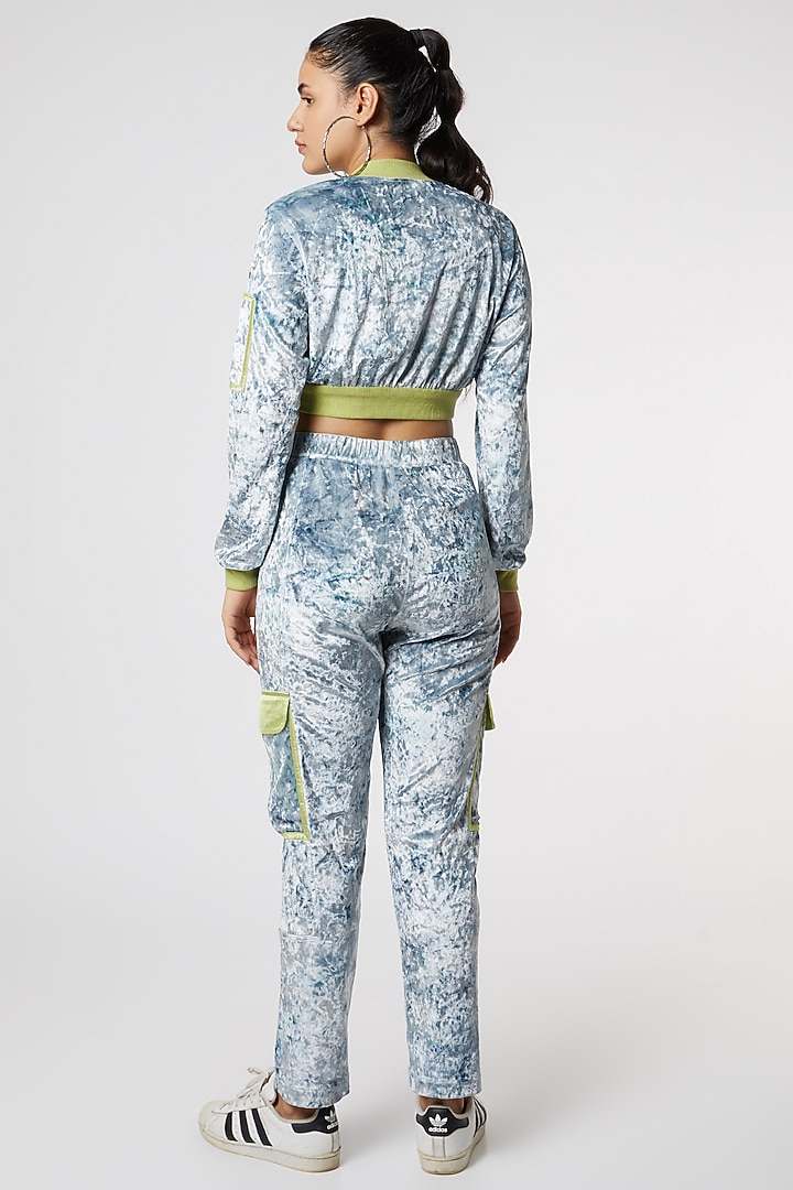 Lime & Grey Velvet Tracksuit by Gunu Sahni at Pernia's Pop Up Shop