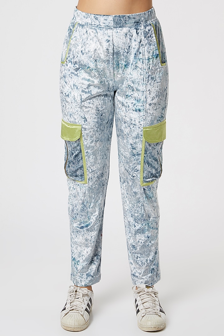 Lime & Grey Velvet Tracksuit by Gunu Sahni at Pernia's Pop Up Shop