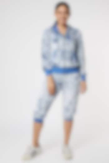 Cobalt Blue & Grey Velvet Tracksuit by Gunu Sahni