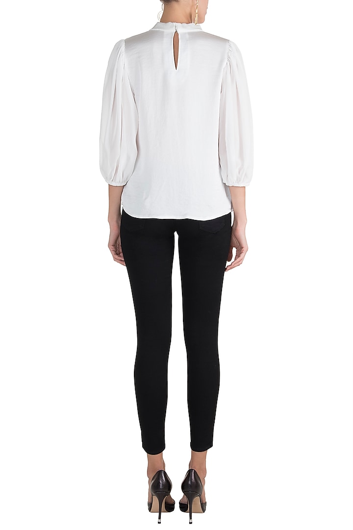 White Embellished Knotted Top by Gunu Sahni at Pernia's Pop Up Shop