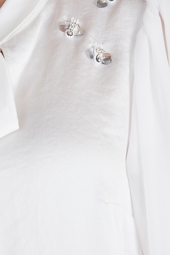 White Embellished Knotted Top by Gunu Sahni at Pernia's Pop Up Shop