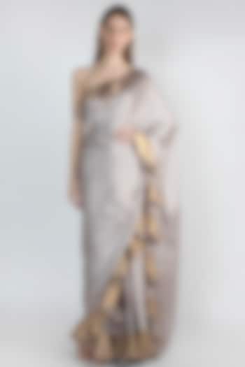 Grey Frilled Party Wear Saree Set by Gunu Sahni at Pernia's Pop Up Shop