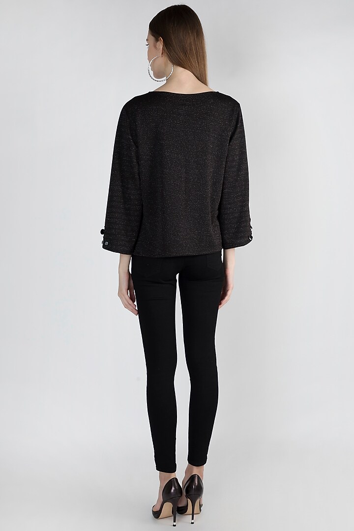 Black Shimmery Embroidered Top by Gunu Sahni at Pernia's Pop Up Shop