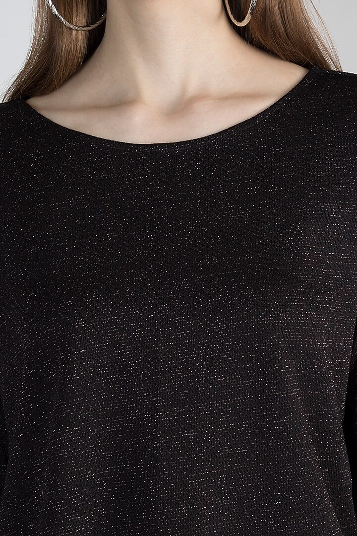 Black Shimmery Embroidered Top by Gunu Sahni at Pernia's Pop Up Shop