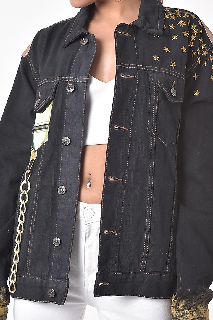 Black Embroidered Jacket by Gunu Sahni at Pernia's Pop Up Shop