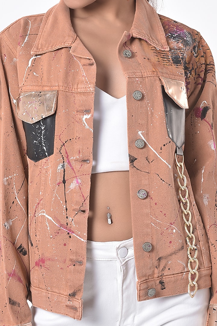 Sand Pink Embroidered Jacket by Gunu Sahni at Pernia's Pop Up Shop