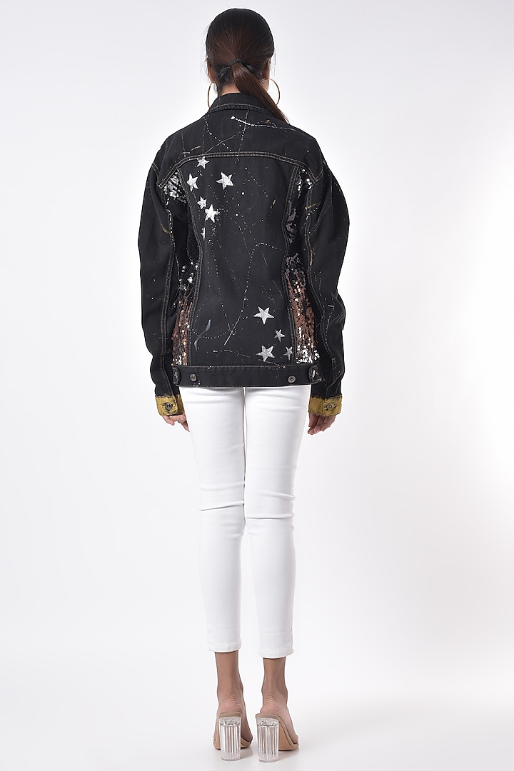 Black Denim Jacket by Gunu Sahni at Pernia's Pop Up Shop