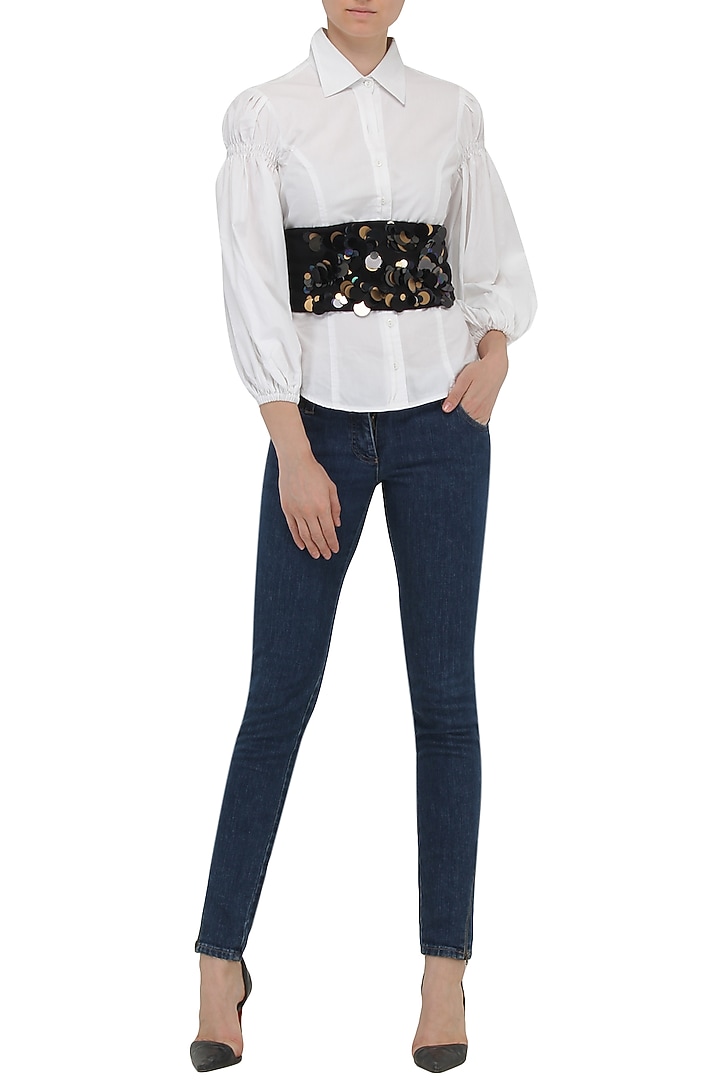 Black metallic sequins belt available only at Pernia's Pop Up Shop.