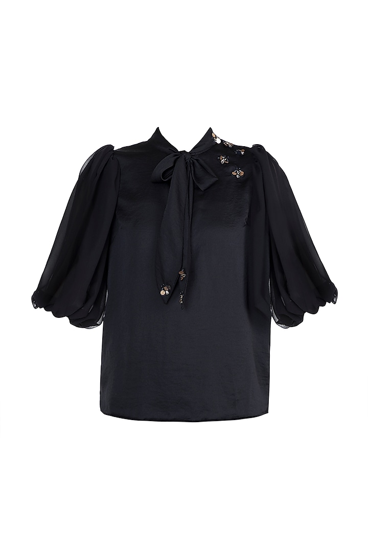 Black Embellished Knotted Top Design by Gunu Sahni at Pernia's Pop Up ...