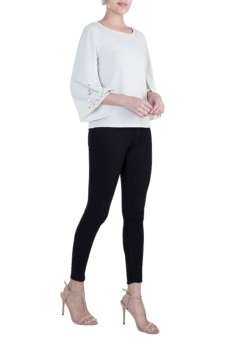 Ivory Embellished Top by Gunu Sahni at Pernia's Pop Up Shop