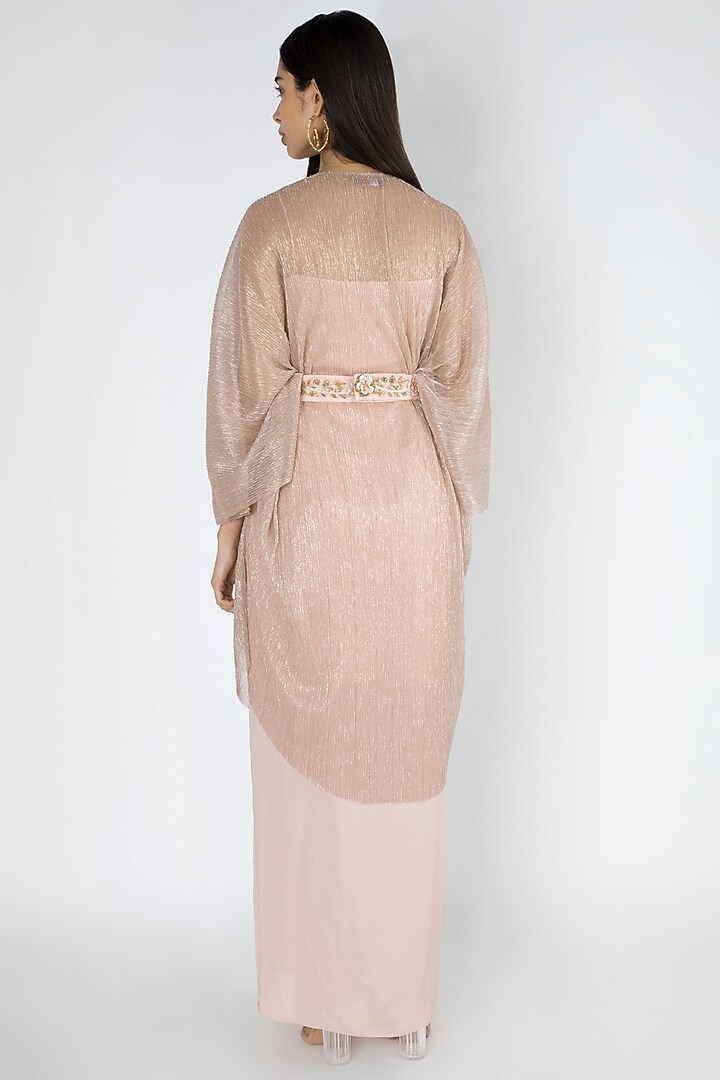 Blush Pink Embroidered Cape Set by Gunu Sahni at Pernia's Pop Up Shop
