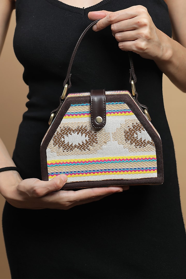 Multi-Colored Cotton Jacquard Printed Clutch by Gonecase Accessories at Pernia's Pop Up Shop