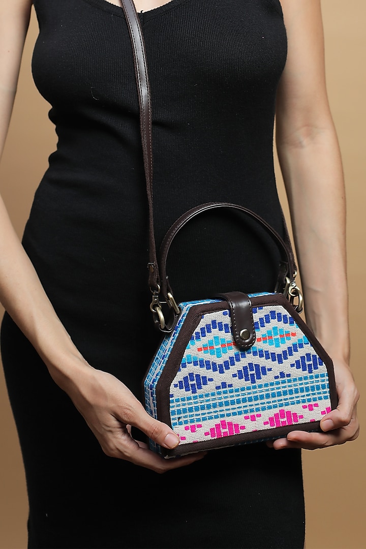 Multi-Colored Cotton Jacquard Printed Clutch by Gonecase Accessories at Pernia's Pop Up Shop