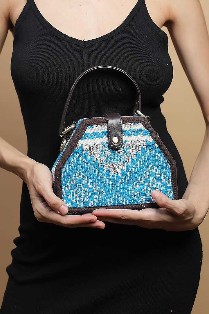 Multi-Colored Cotton Jacquard Printed Clutch by Gonecase Accessories at Pernia's Pop Up Shop