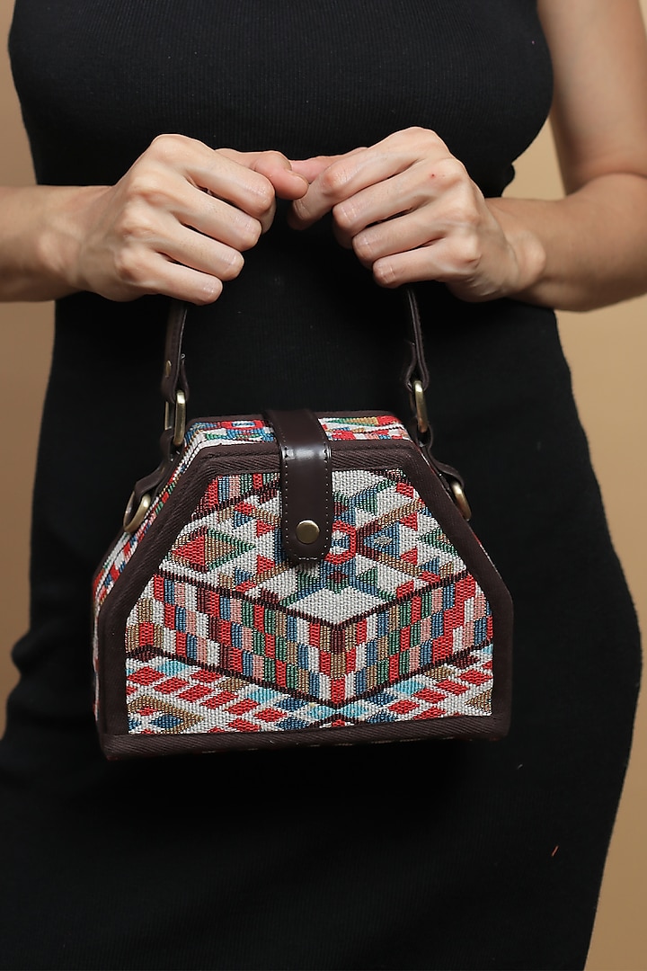 Multi-Colored Cotton Jacquard Printed Clutch by Gonecase Accessories at Pernia's Pop Up Shop