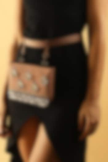 Chocolate Brown Vegan Leather Bead & Cotton Thread Embroidered Waist Bag by Gonecase Accessories at Pernia's Pop Up Shop