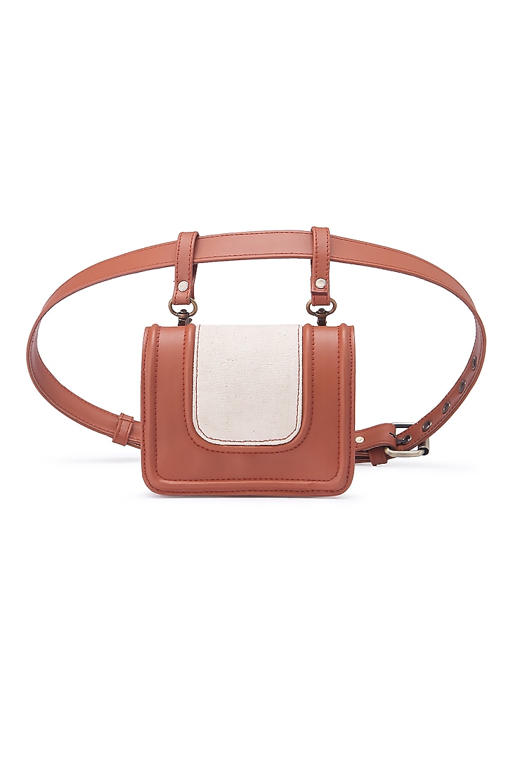 Tan Vegan Leather Waist Bag by Gonecase Accessories at Pernia's Pop Up Shop